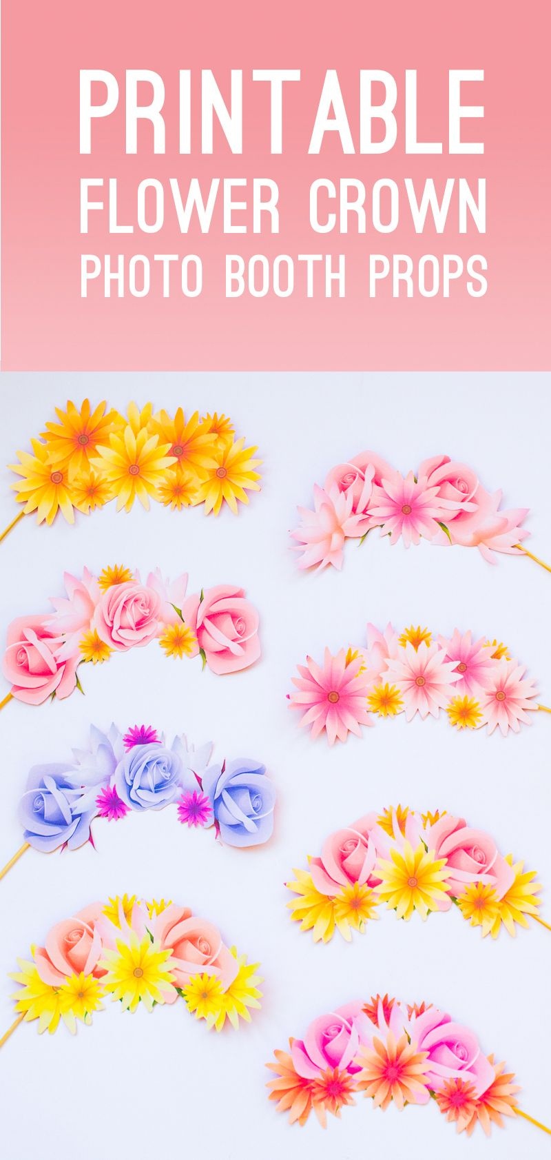 Free Printable Photo Booth Flower Crown Props For Your Wedding - Free Printable Photo Booth Props Bridal Shower