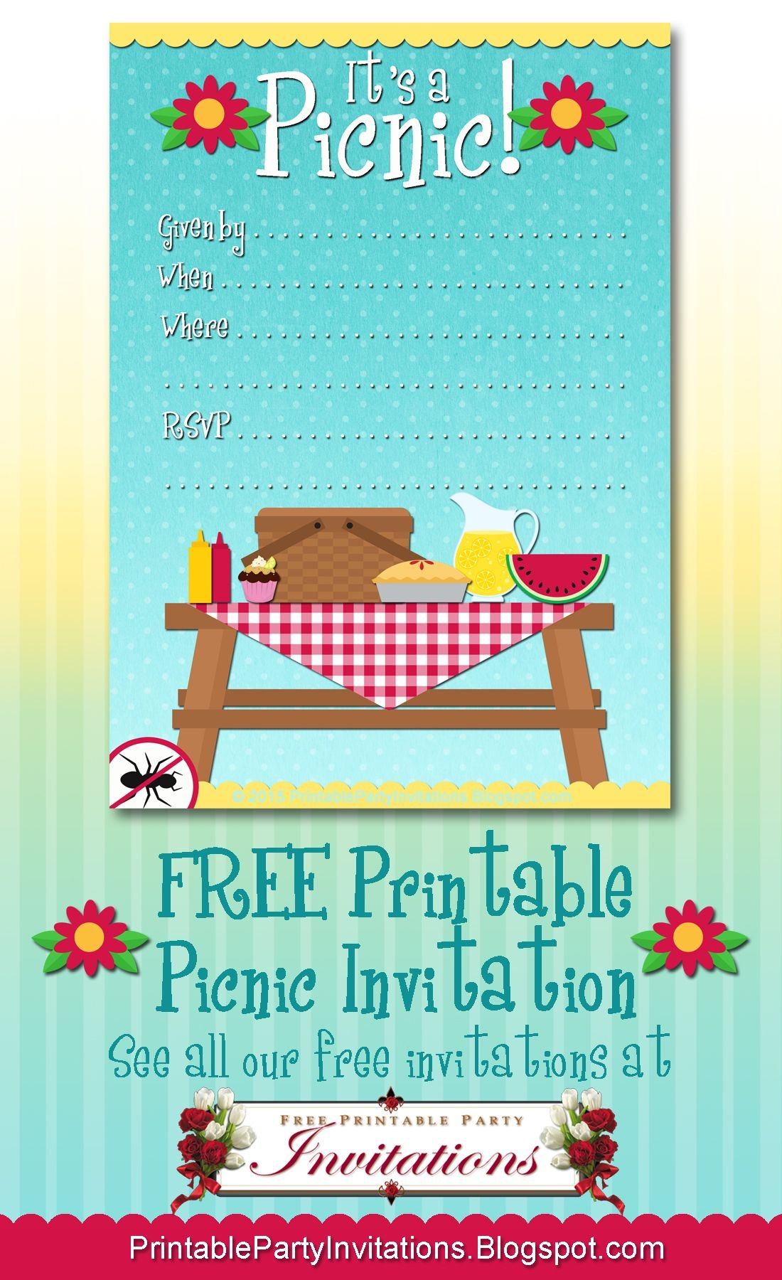 Free Printable Picnic Invitation | Party Printables | Picnic - Free Printable Water Park Birthday Invitations