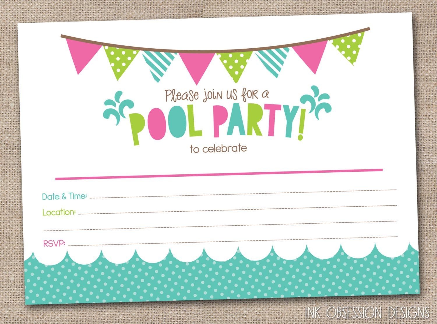 Free Printable Pool Party Birthday Invitations | Party Invitations - Free Printable Pool Party Invitation Cards