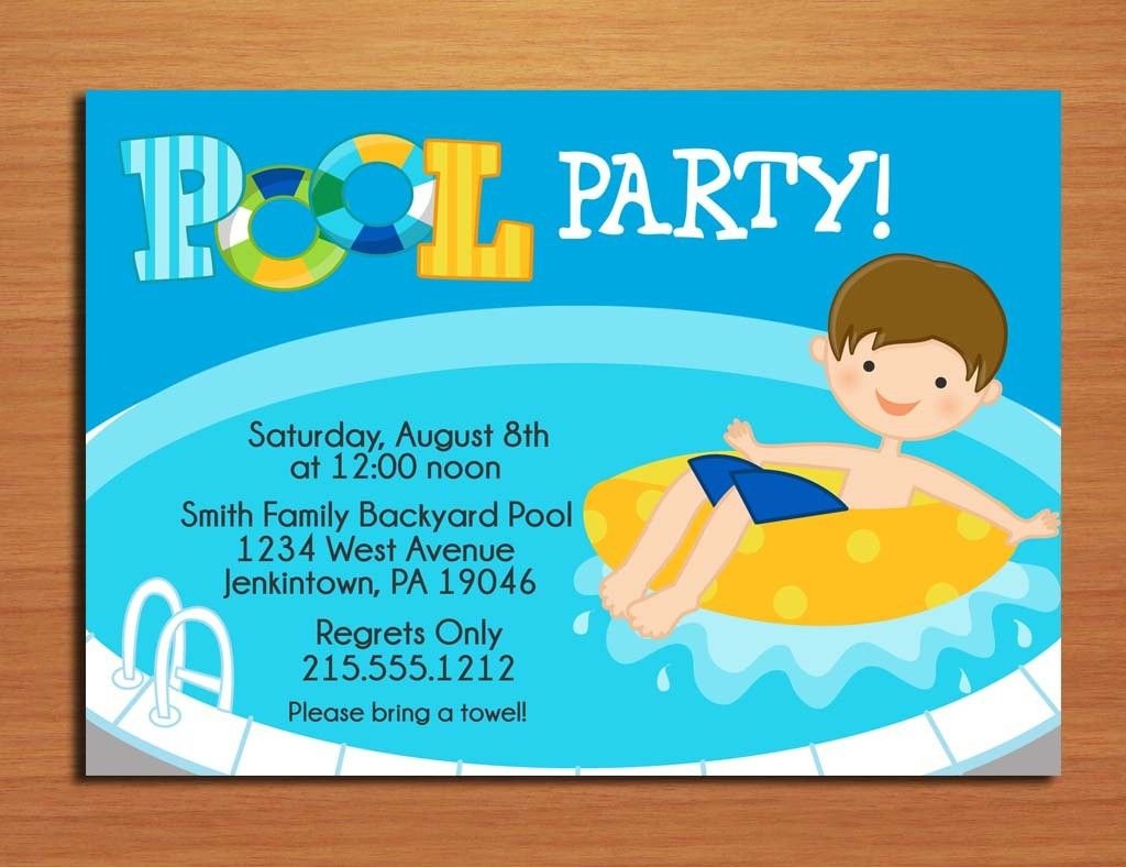 Free Printable Pool Party Invitations For Kids 5 | Lily Birthday - Free Printable Pool Party Invitation Cards