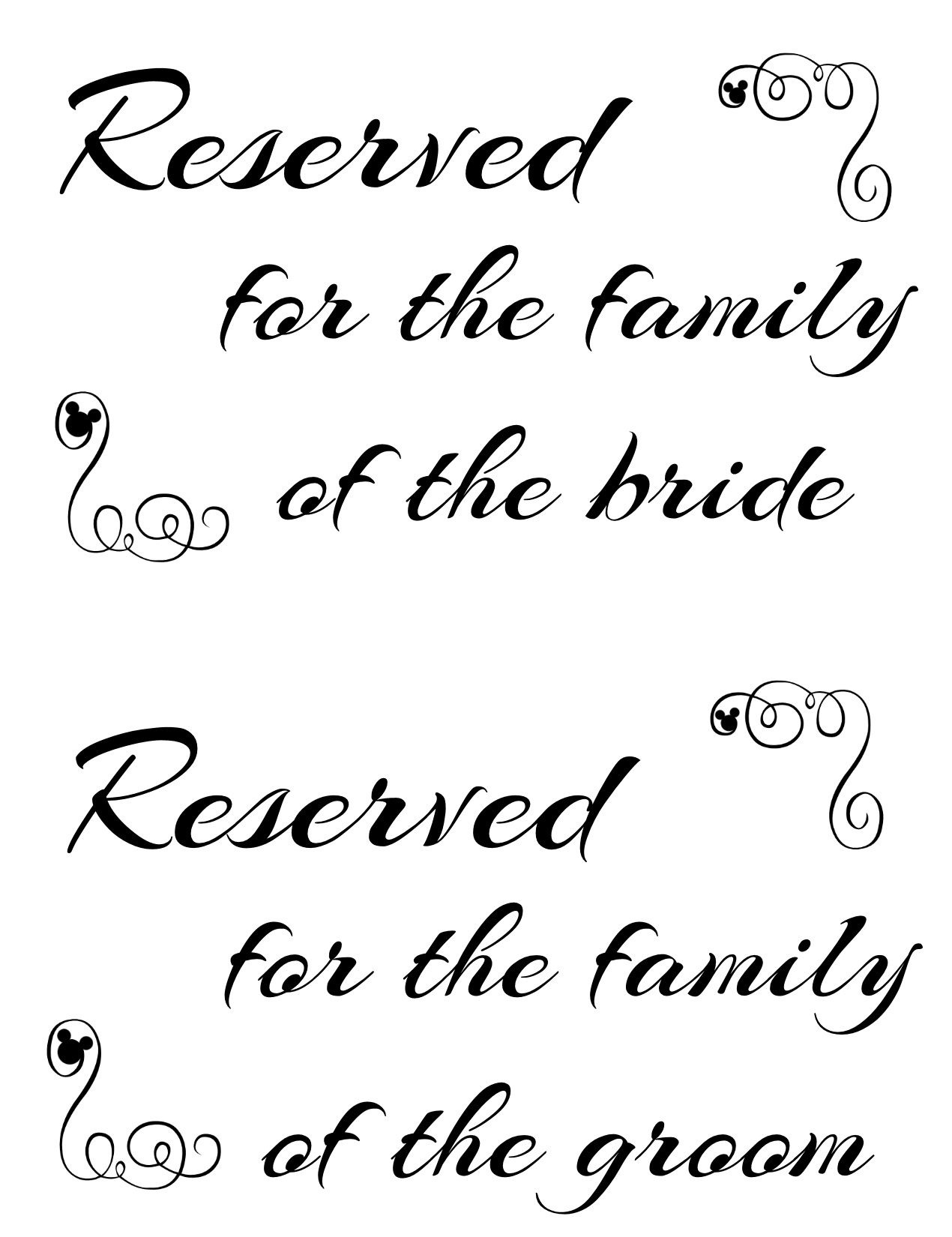 Free Printable Reserved Seating Signs For Your Wedding Ceremony - Free Printable Wedding Signs