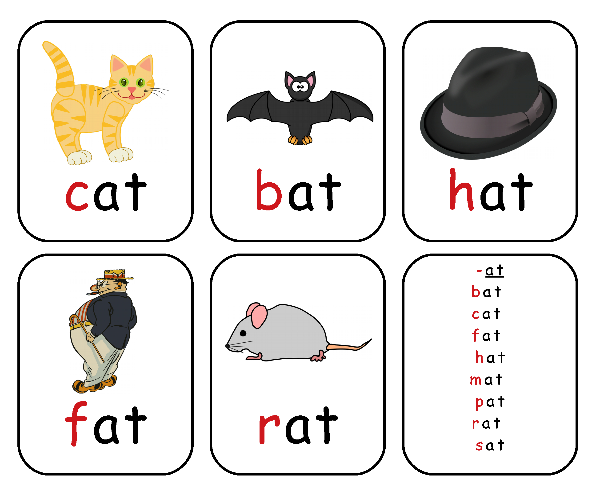 Rhyming Words Flash Cards Free