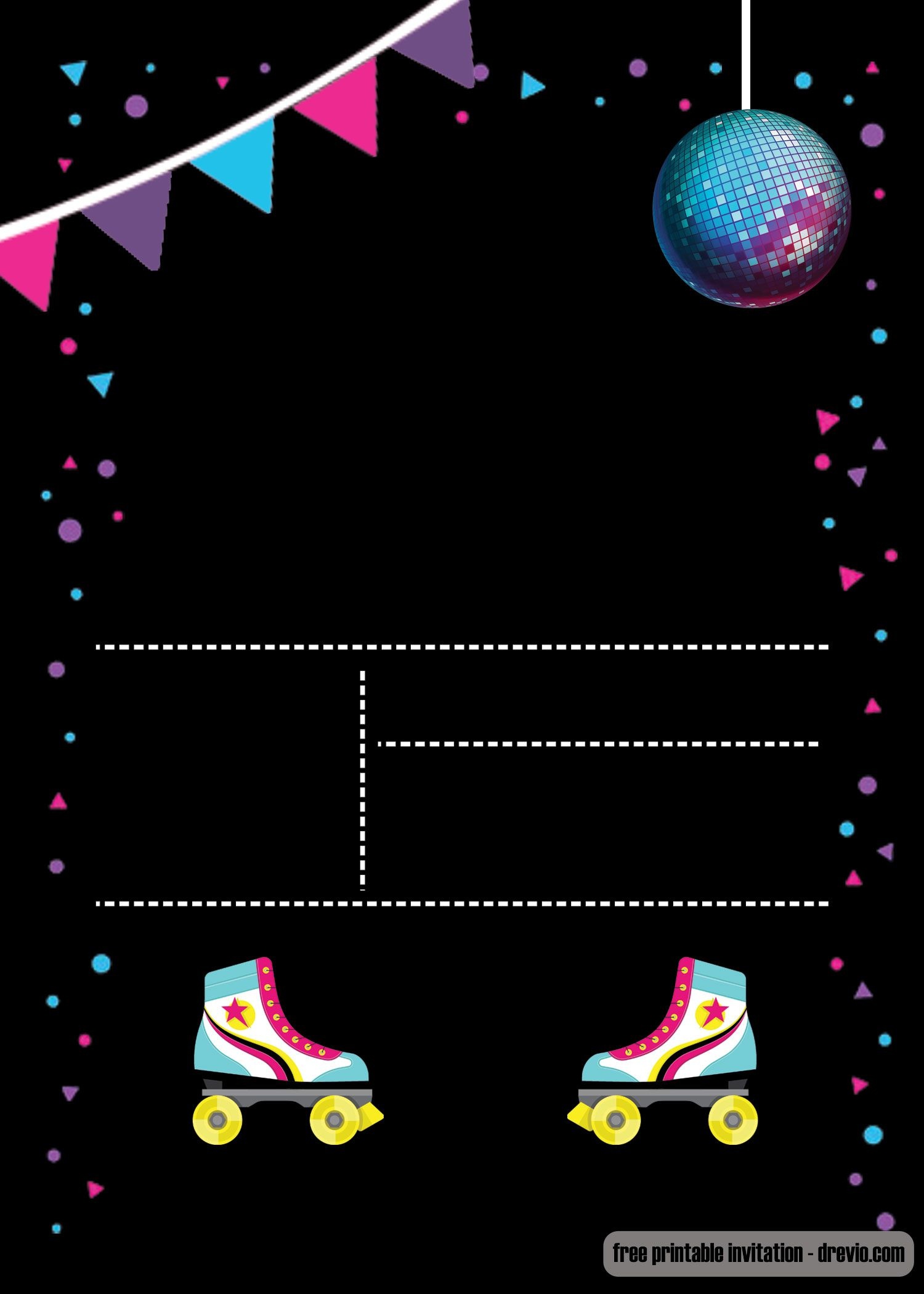 Free Printable Roller Skating Invitation | Invites | Birthday - Free Printable Roller Skating Birthday Party Invitations