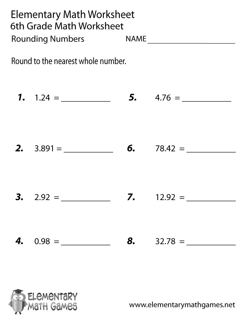 Free Printable Rounding Numbers Worksheet For Sixth Grade - Free Printable 6Th Grade Worksheets