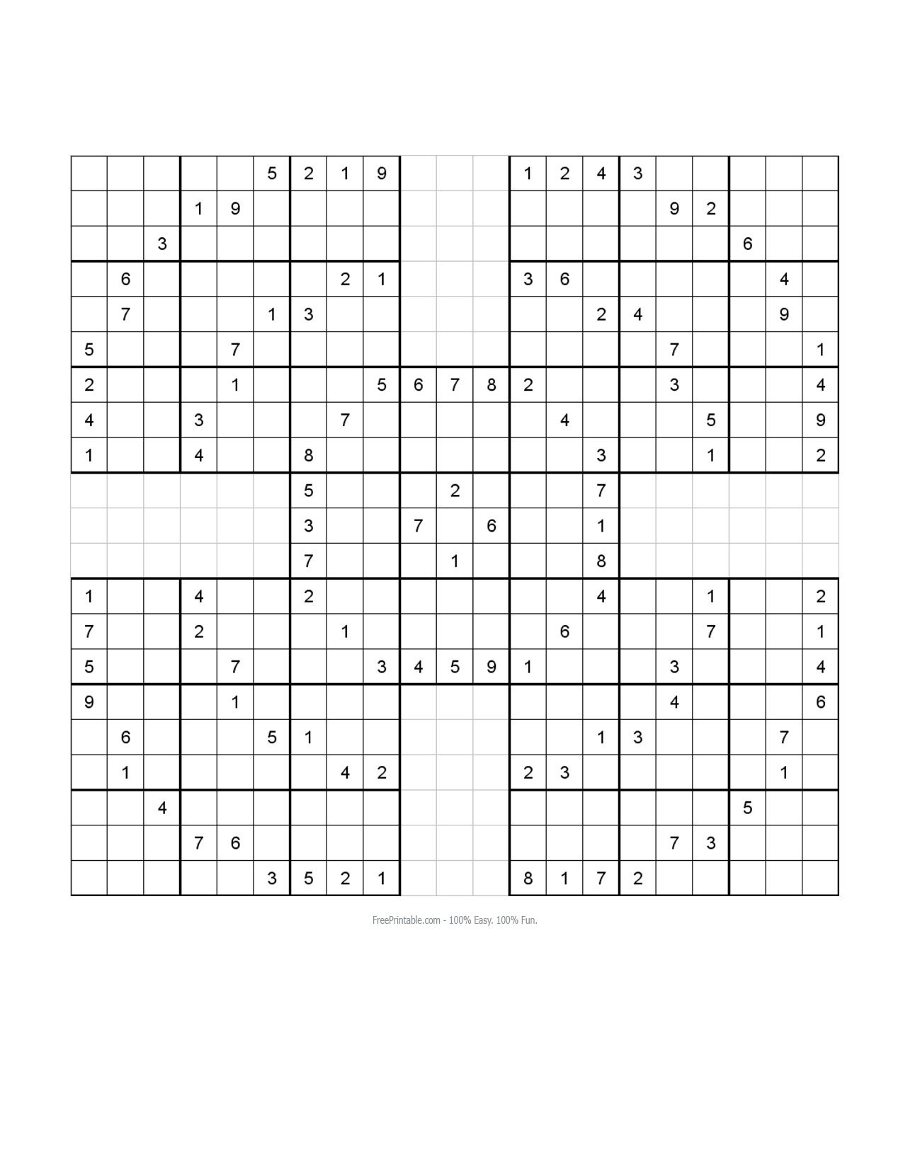 Free Printable Samurai Sudoku Puzzles | Spellen | Spellen - Free Printable Samurai Sudoku