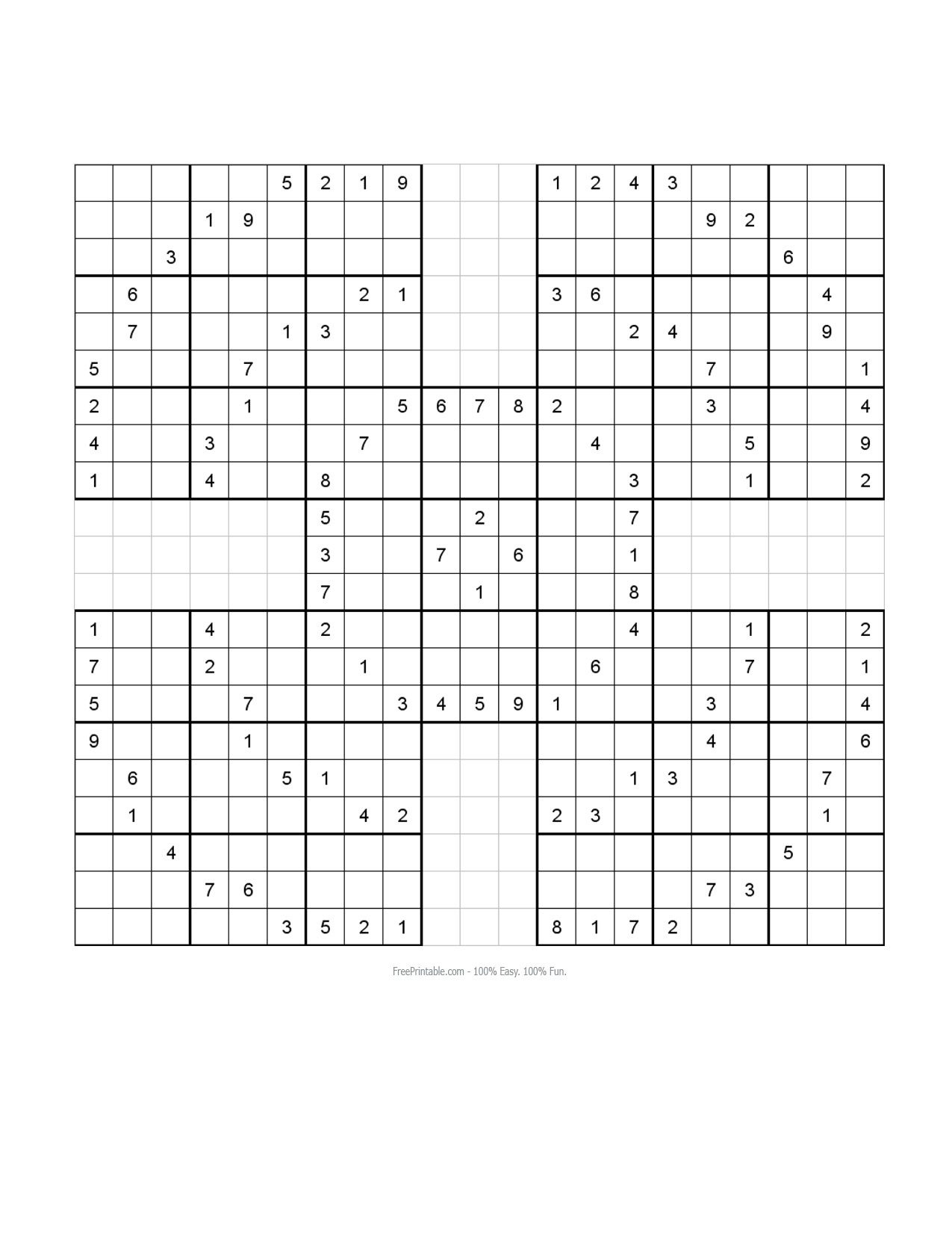 Double Harakiri Sudoku X Free Printable Samurai Sudoku Free Printable