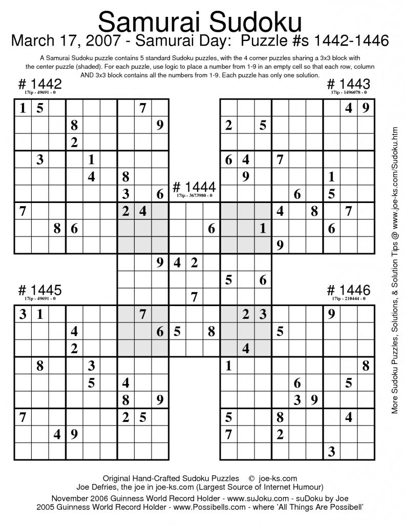 Free Printable Samurai Sudoku Puzzles | Spellen - Sudoku Puzzles - Free Printable Samurai Sudoku