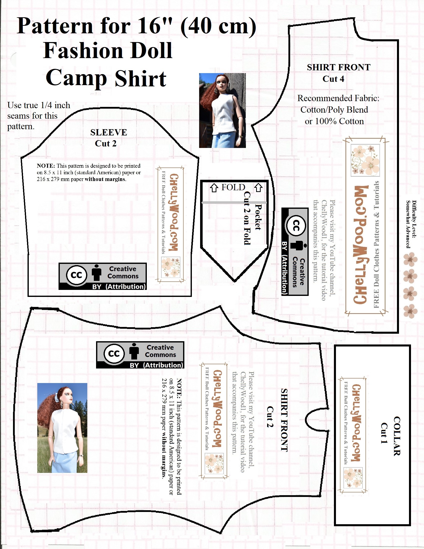 Free Printable #sewing Pattern For 16″ Or 17″ #dolls&amp;#039; Camp Shirt - Free Printable Sewing Patterns