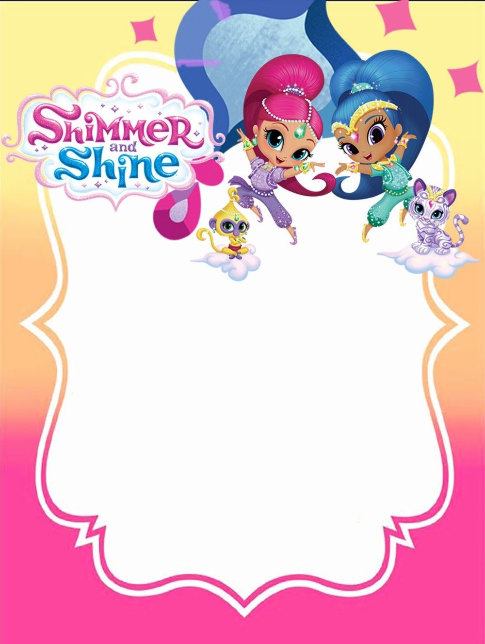 Free Printable Shimmer And Shine Invitation Card | 4Th Birthday In - Shimmer And Shine Free Printables