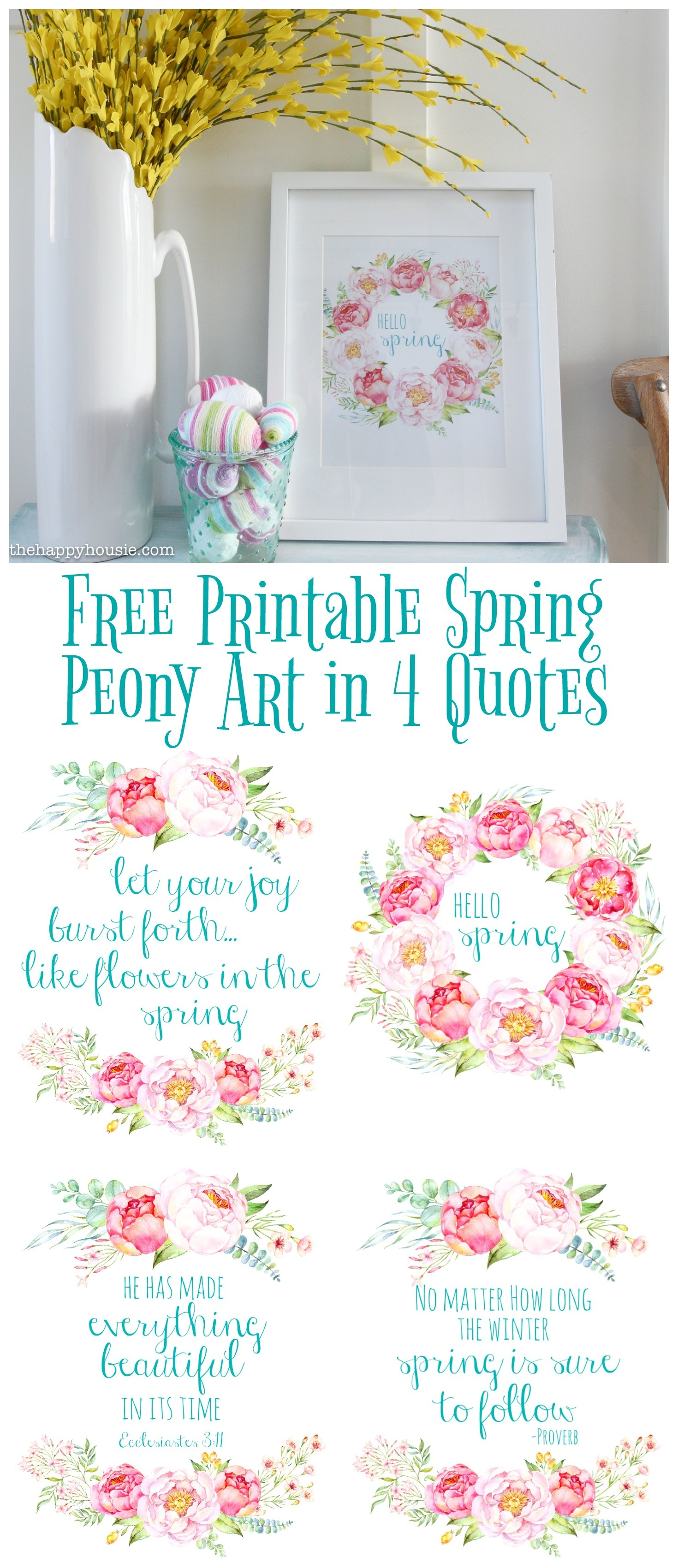 Free Printable Spring Peony Art &amp;amp; Easter Art | The Happy Housie - Free Printable Flowers