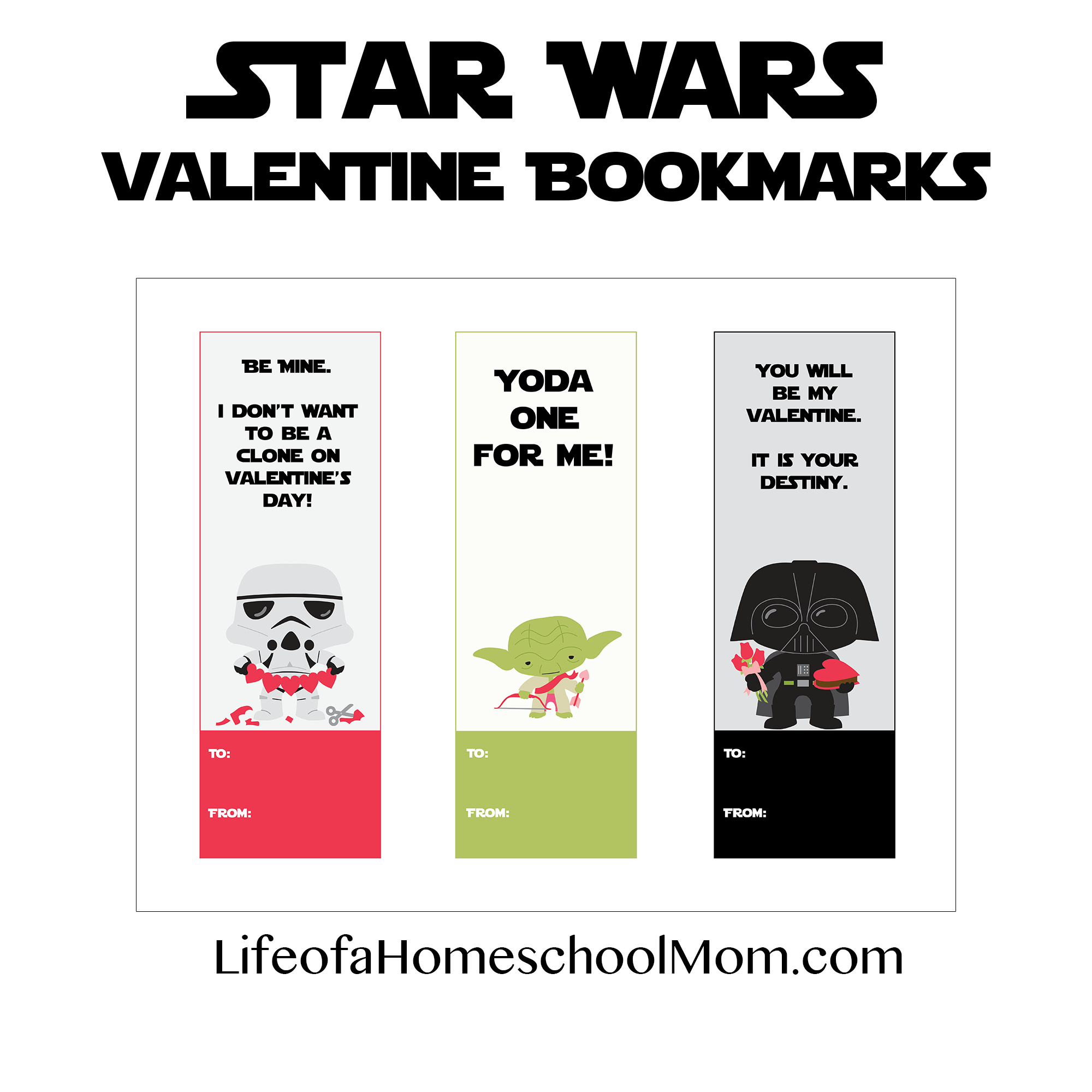 Free Printable Star Wars Valentine Bookmarks - Life Of A Homeschool Mom - Free Printable Lego Star Wars Valentines