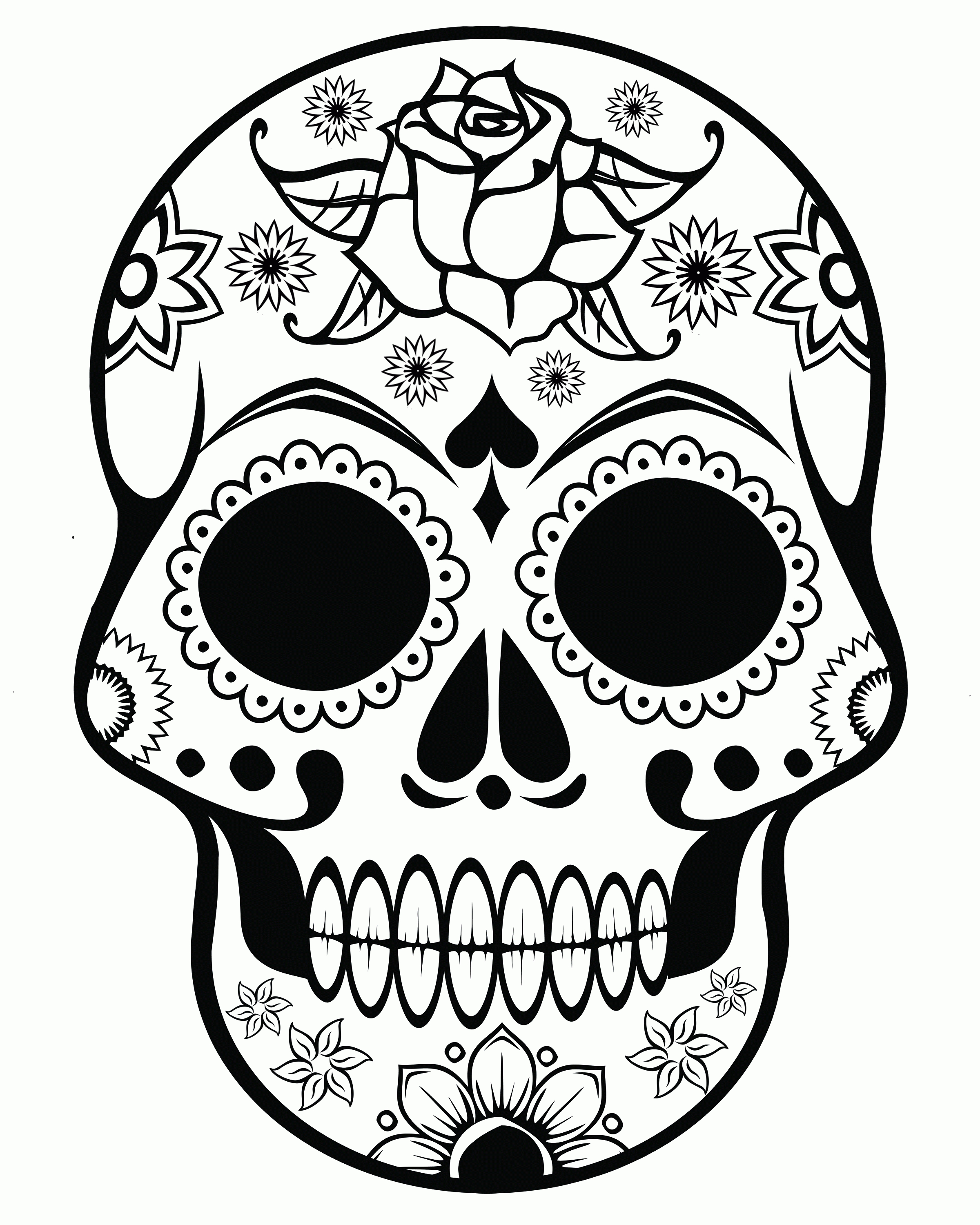 Free Printable Sugar Skull Coloring Page | Dia De Los Muertos/skulls - Free Printable Sugar Skull Pumpkin Stencils