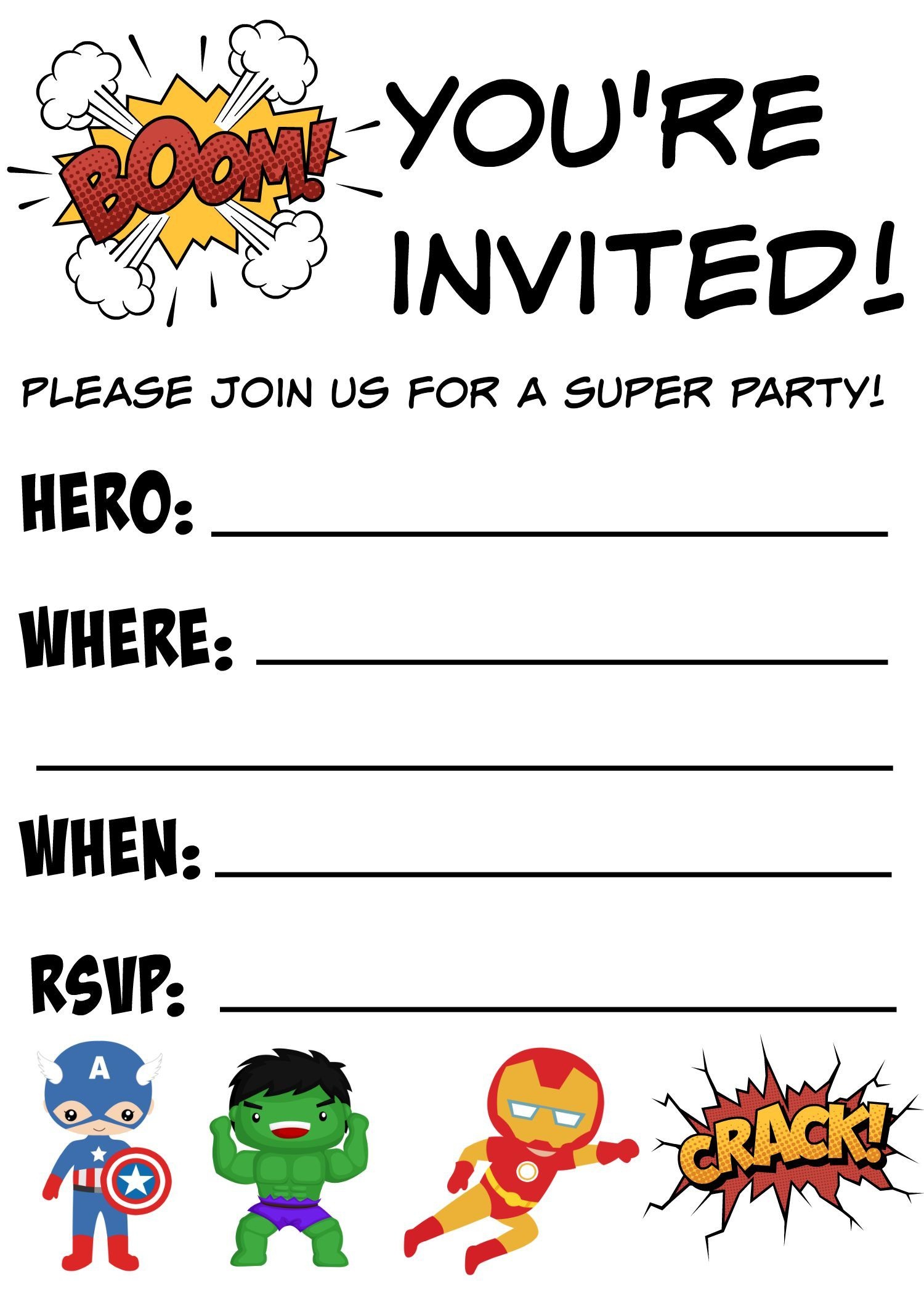 Free Printable Superhero Birthday Invitations | Birthdays - Free Printable Avengers Birthday Party Invitations