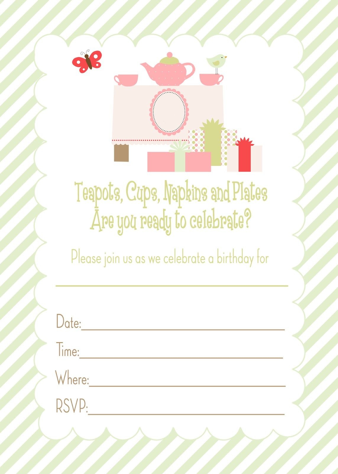 Free Printable Tea Party Birthday Invitation | Printables - Free Tea Party Printables