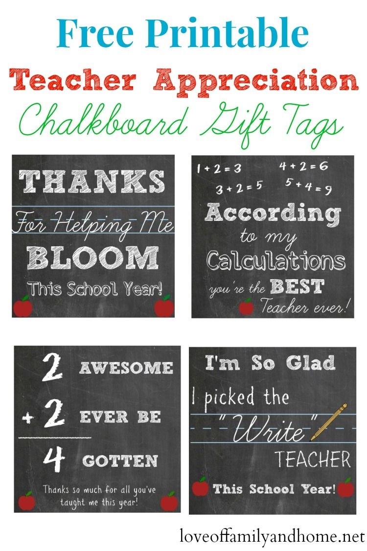 Free Printable Teacher Appreciation Chalkboard Gift Tags - Free Printables For Teachers