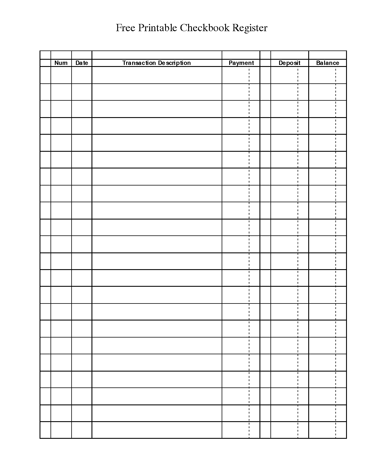 Free Printable Template Chores | Free Printable Check Register - Free Printable Check Register Templates