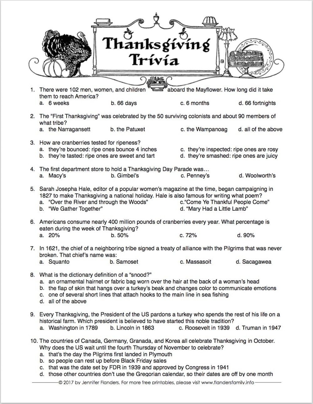 Free Printable Thanksgiving Trivia Quiz -- Challenge Your Family And - Quiz Generator Free Printable