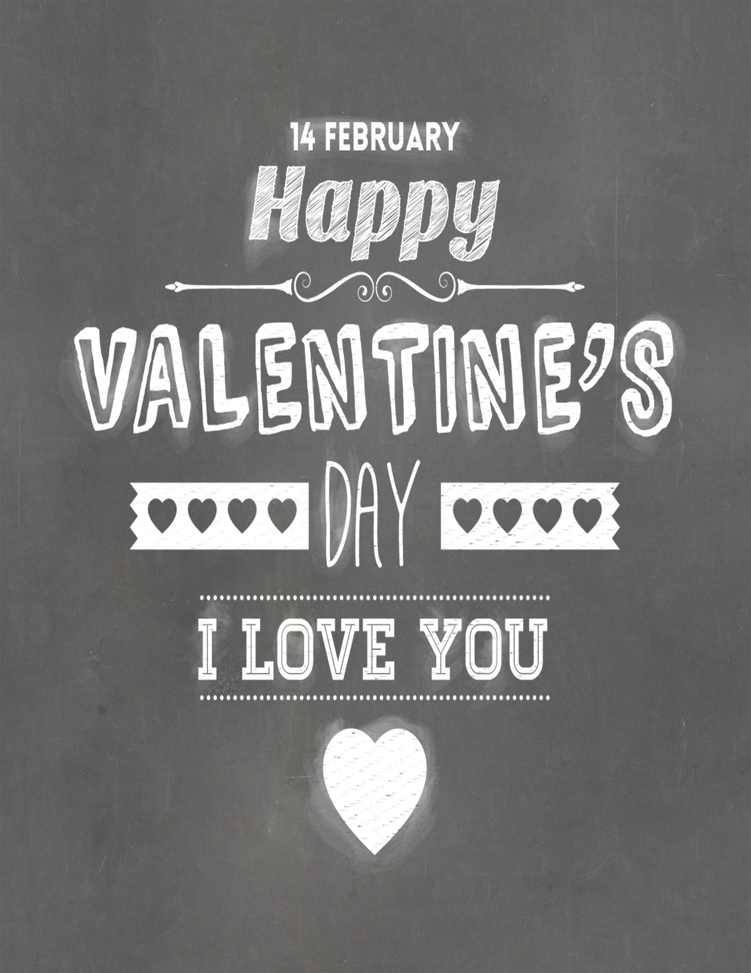 Free Printable Typography Poster - Happy Valentine&amp;#039;s Day Chalkboard - Free Printable Typography Posters