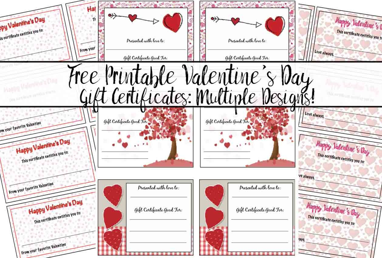 Free Printable Valentine's Day Gift Certificates: 5 Designs - Free Printable Gift Certificates