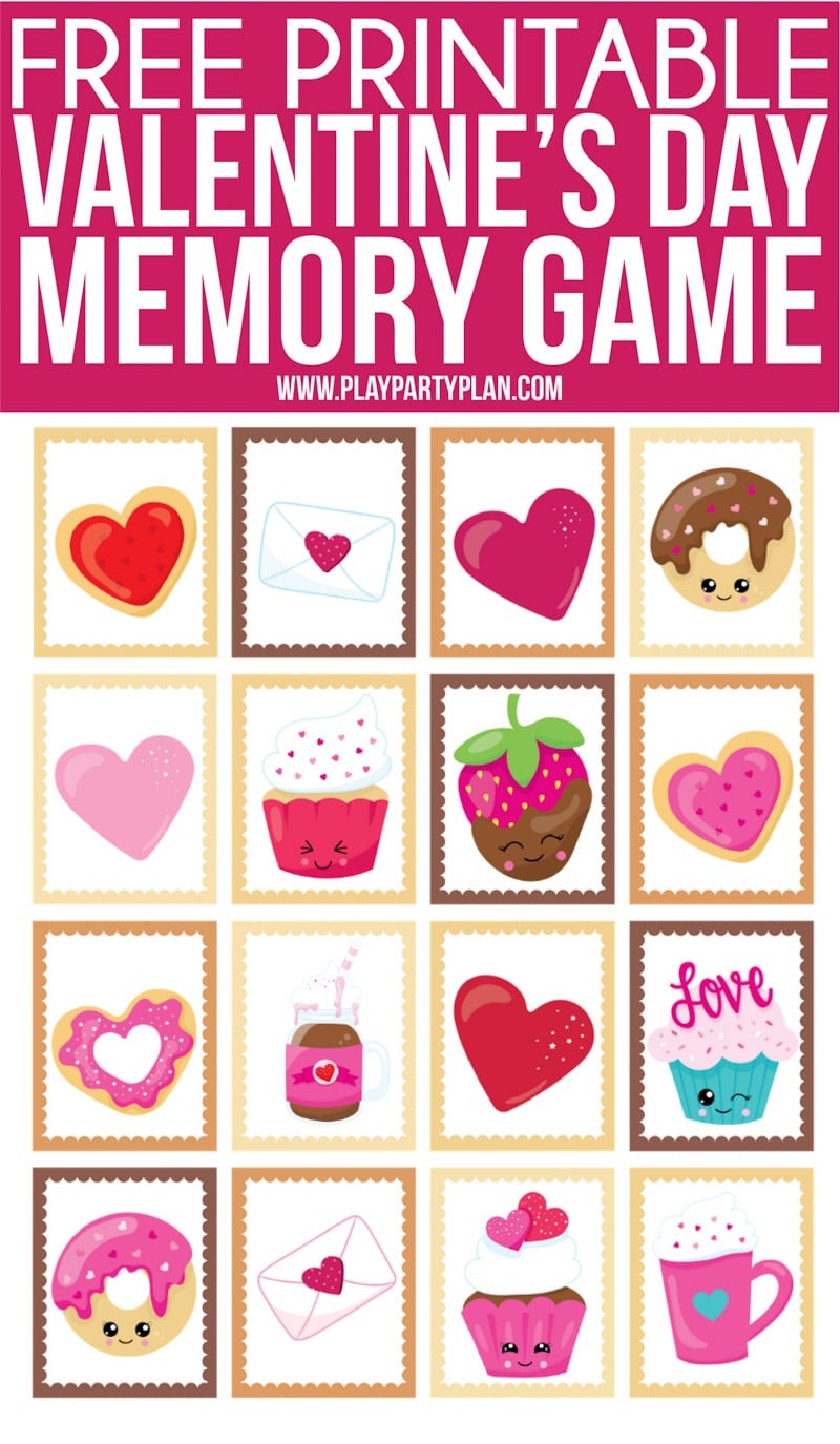 Free Printable Valentine&amp;#039;s Day Memory Games For Kids - Play Party Plan - Free Printable Valentine Game