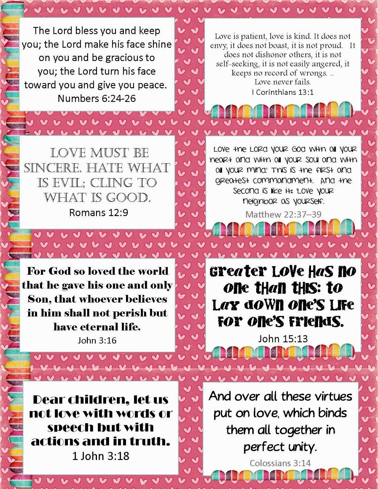 Free Printable Valentine's Verse Cards Verse Cards On Love | Mothers - Free Printable Virtues Cards