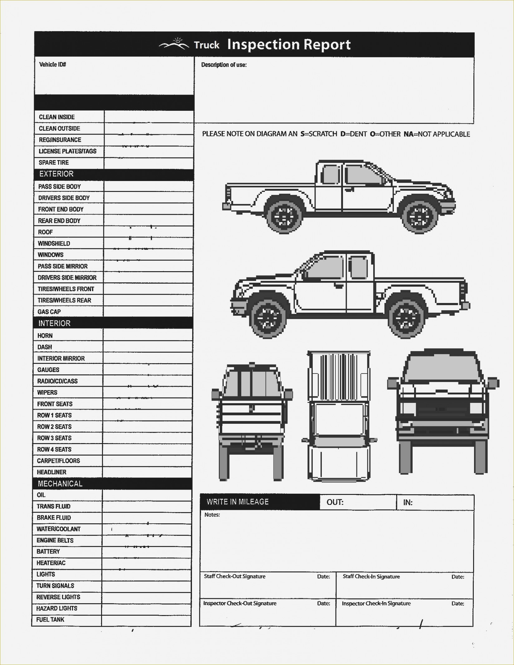 Free Printable Vehicle Inspection Form Download Free Used Car Report - Free Printable Vehicle Inspection Form