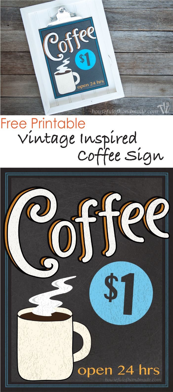 Free Printable Vintage Inspired Coffee Sign | Fonts &amp;amp; Printables - Free Printable Coffee Bar Signs