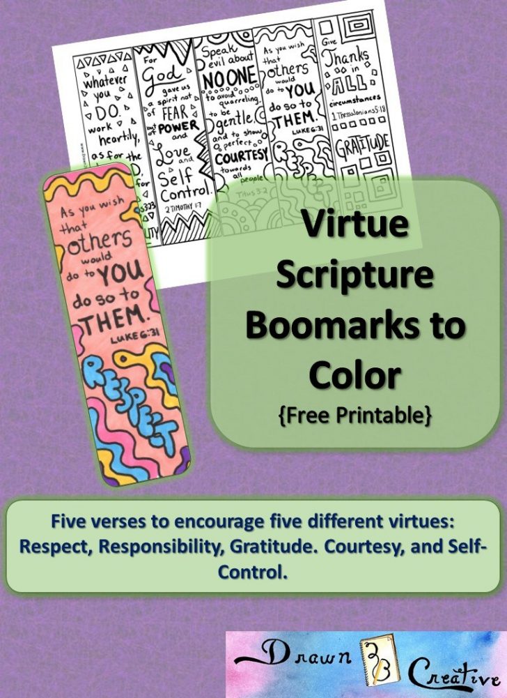 Free Printable Virtue Scripture Bookmarks To Color For Kids Free 