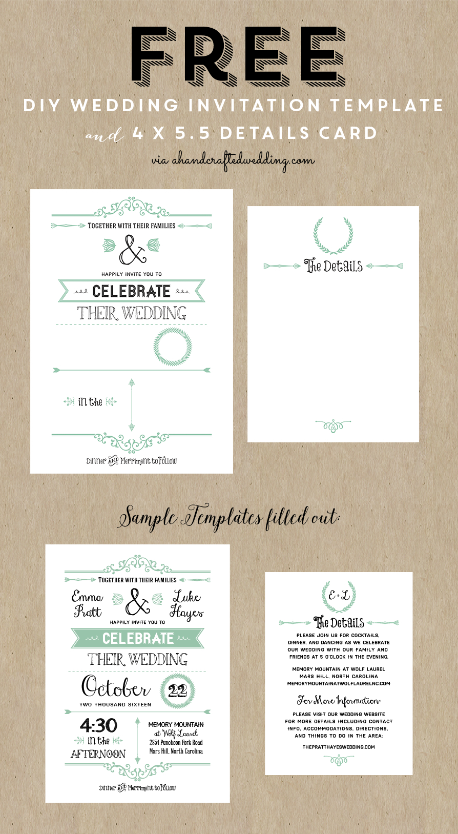 Free Printable Wedding Invitation Template | Wedding | Free Wedding - Free Printable Wedding Invitation Templates