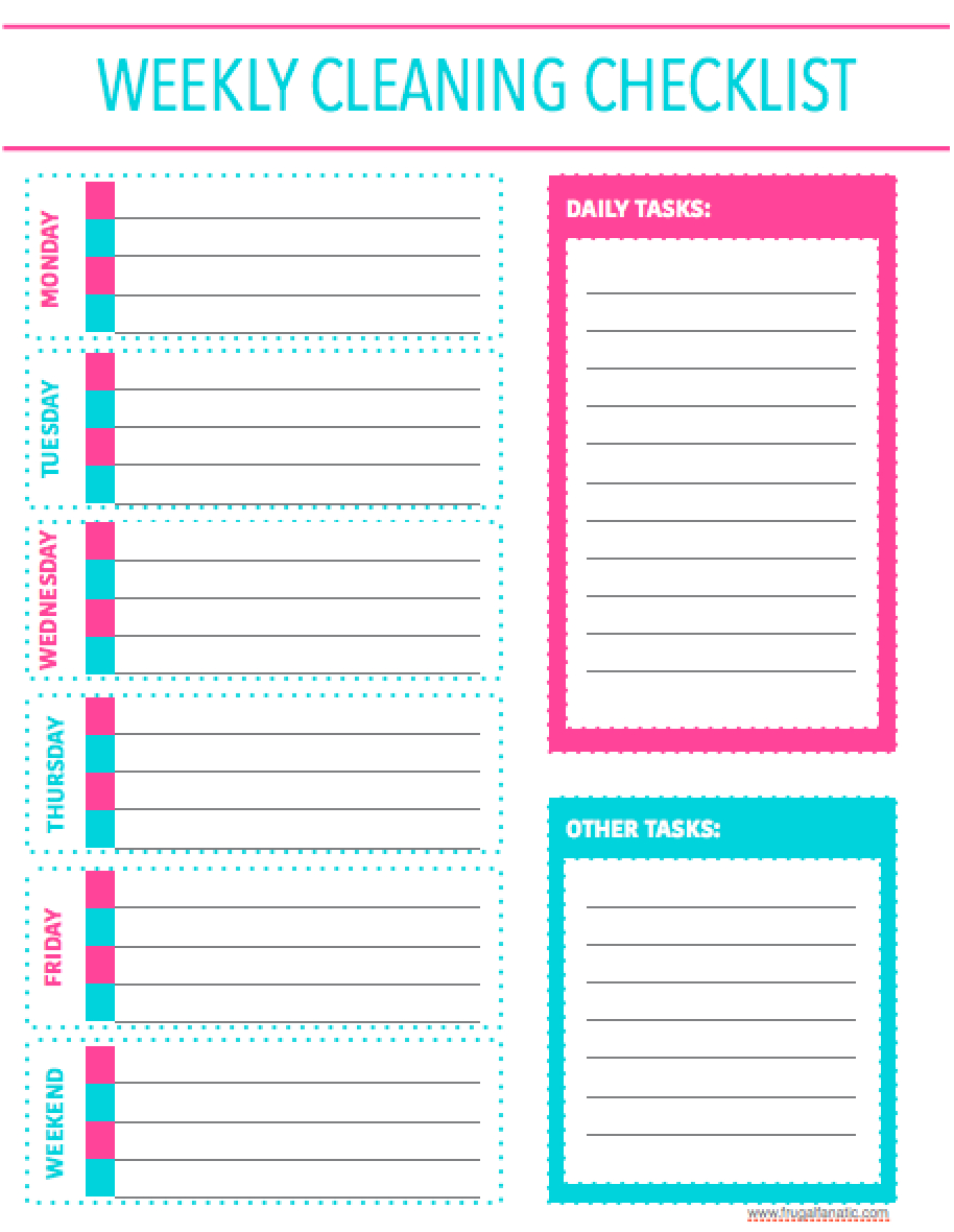 Free Printable Weekly Cleaning Checklist - Sarah Titus - Free Printable Cleaning Schedule Template