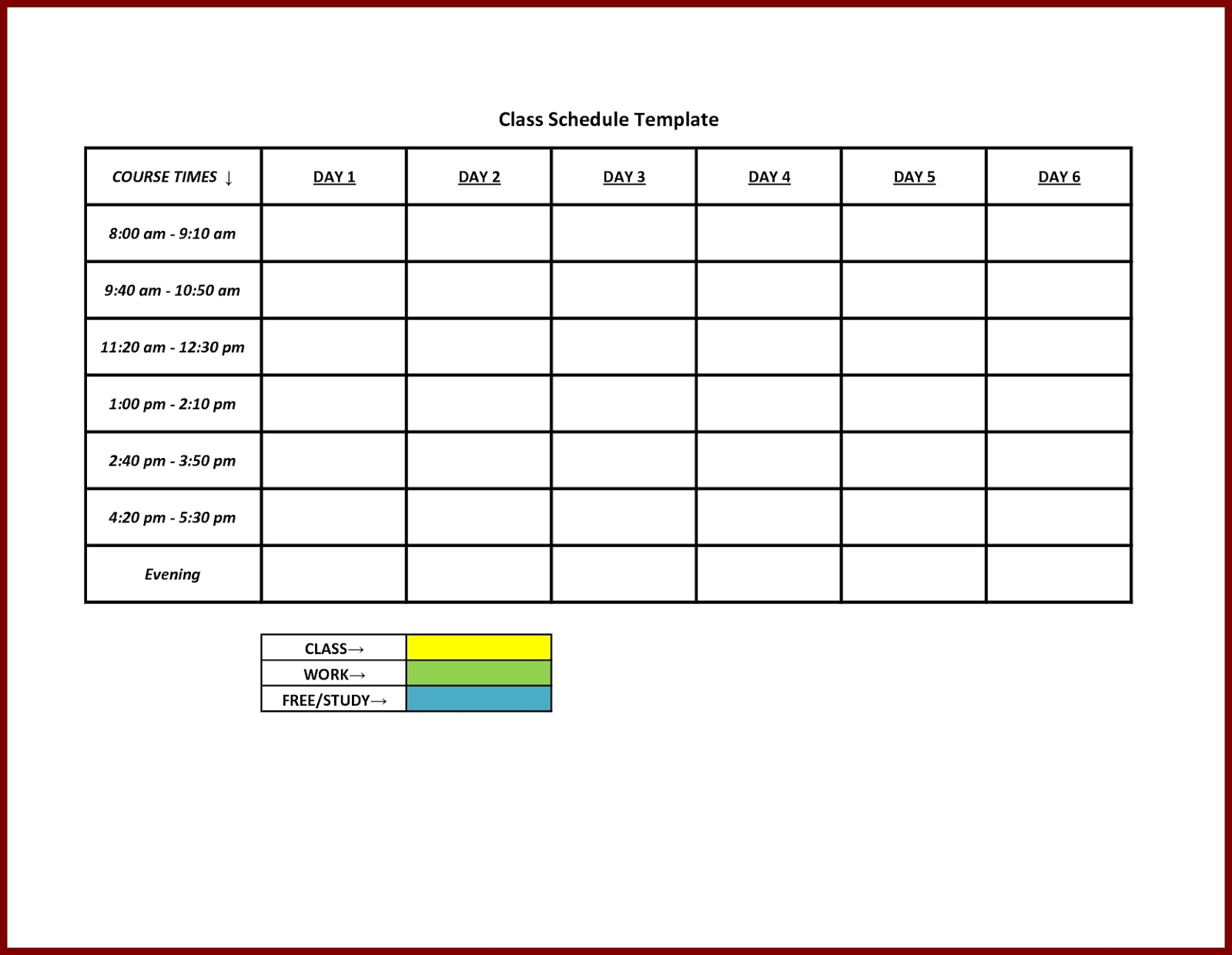 free printable daily work schedule template