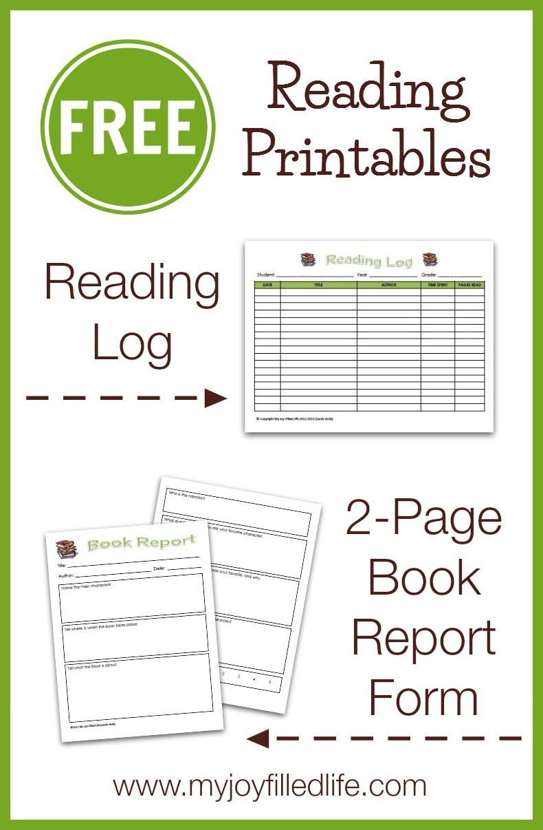 Free Reading Log &amp; Book Report Form - My Joy-Filled Life - Free Printable Book Report Forms