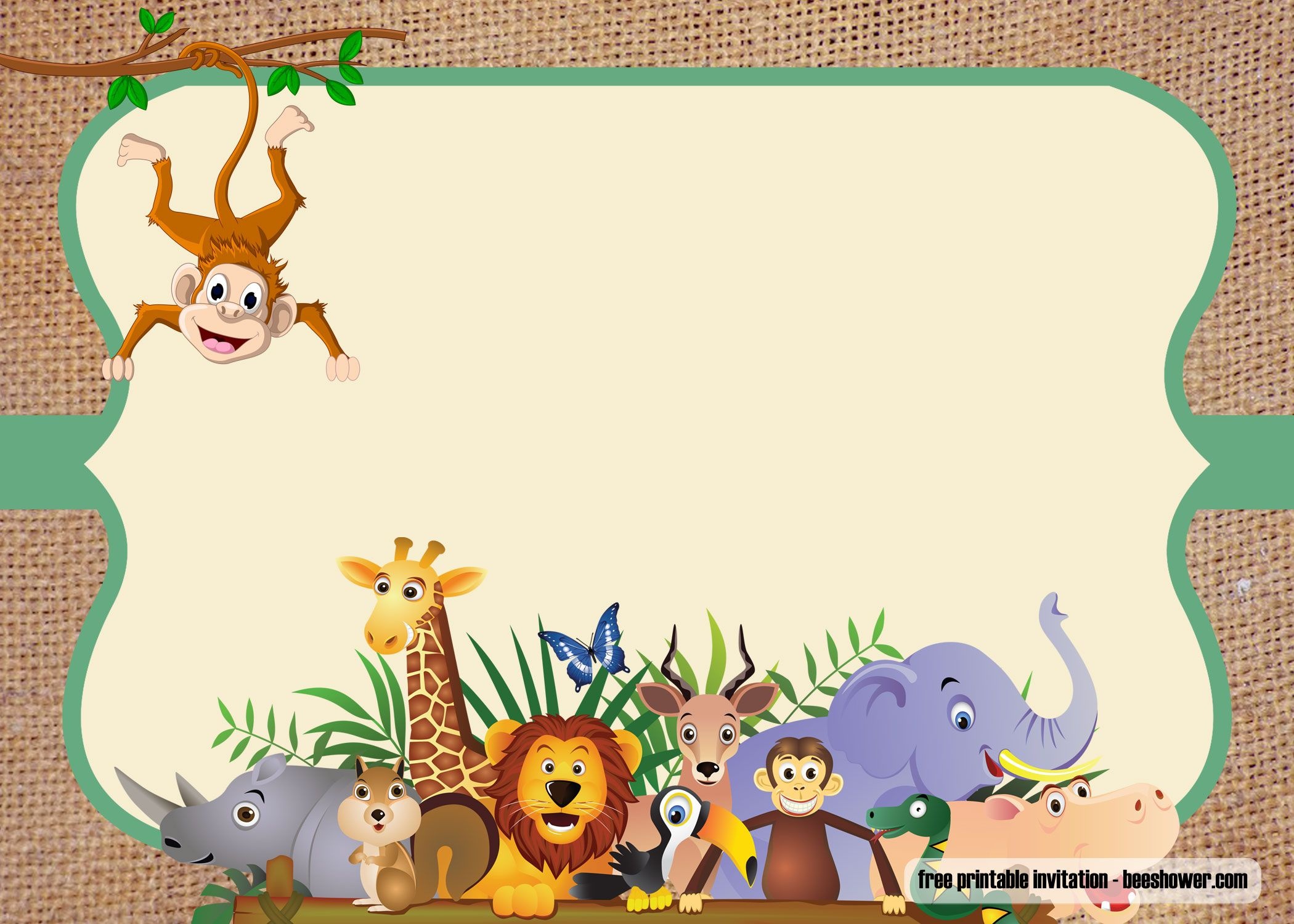 Free Safari Theme Baby Shower Invitations | Free Printable - Jungle Theme Birthday Invitations Free Printable