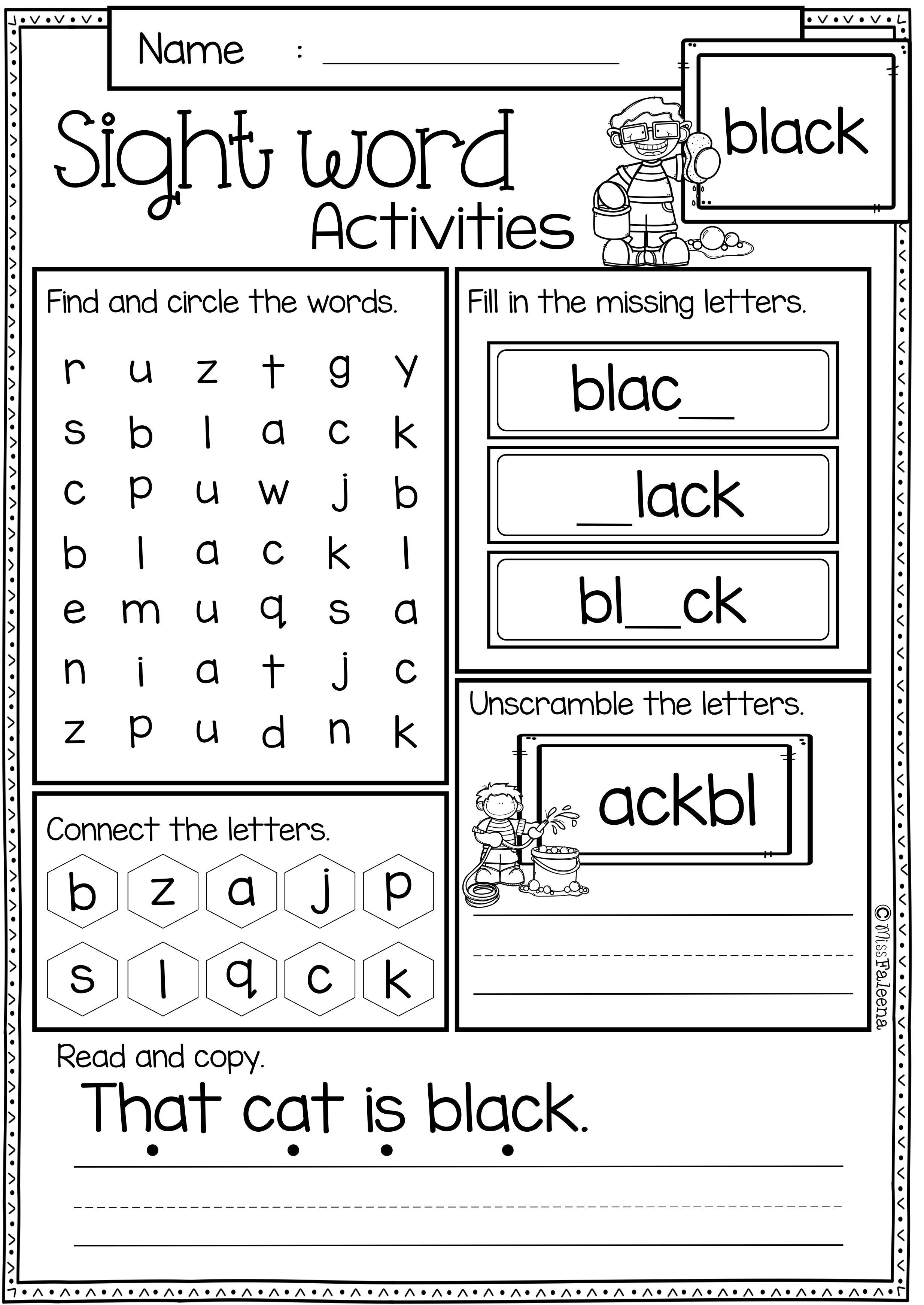 Free Sight Word Activities | Lesson Plan For Kindergarten | Sight - Free Sight Word Printables