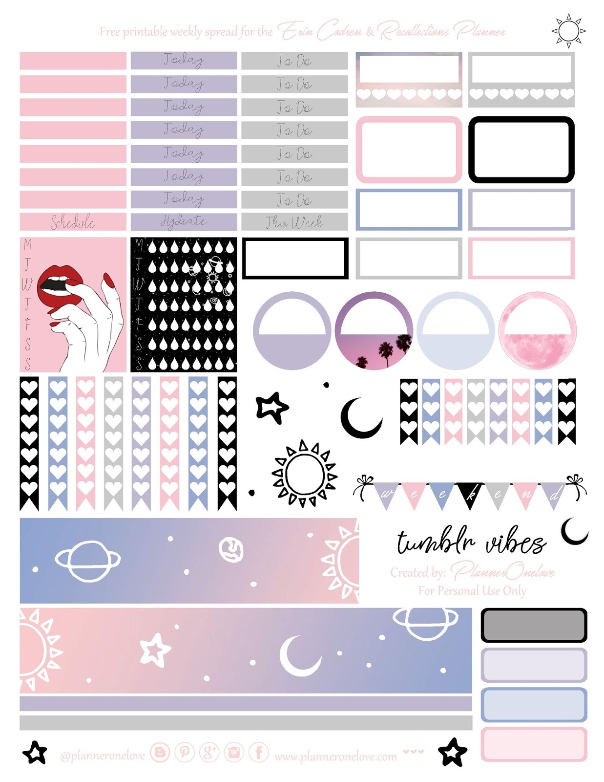 Free Tumblr Vibes Printable Planner Stickers For The Erin Condren - Free Printable Tumblr Stickers