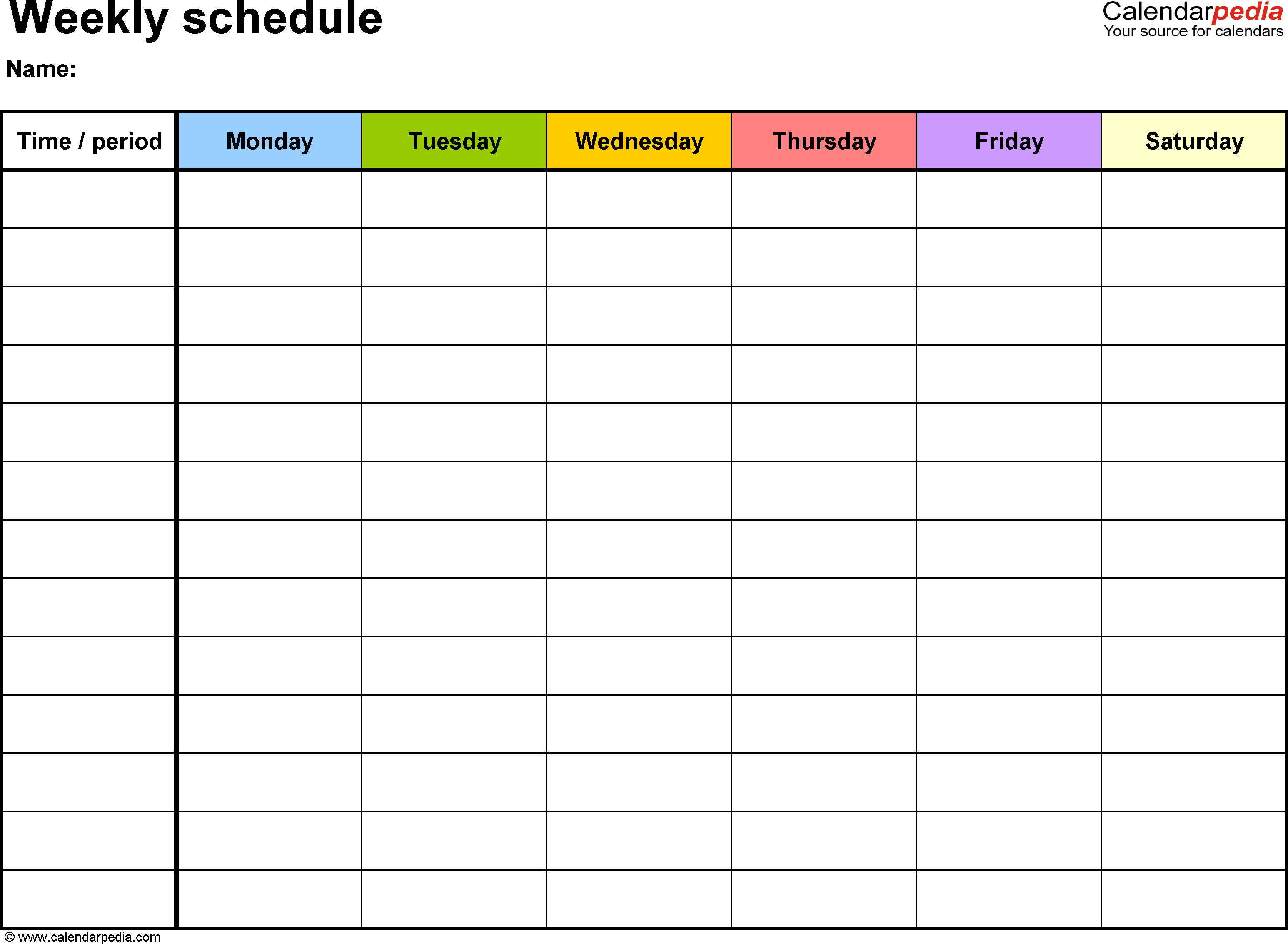 weekly work schedule template