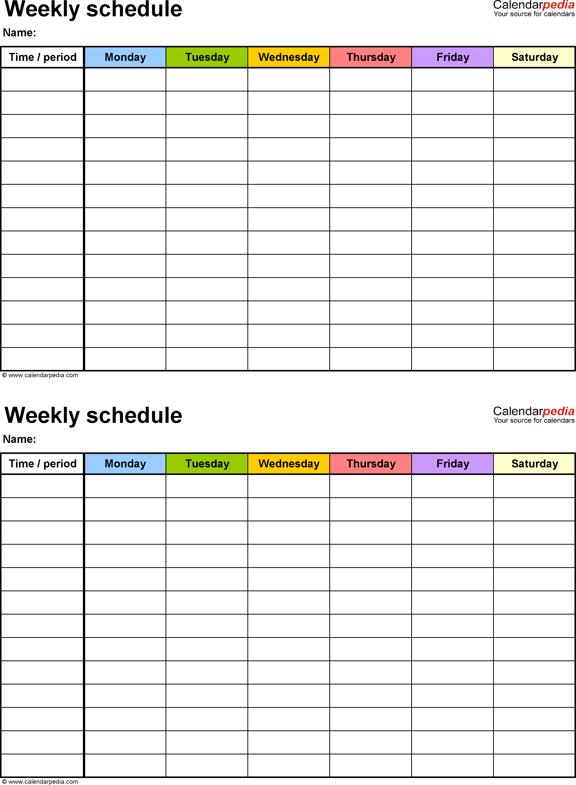 2 week work schedule template