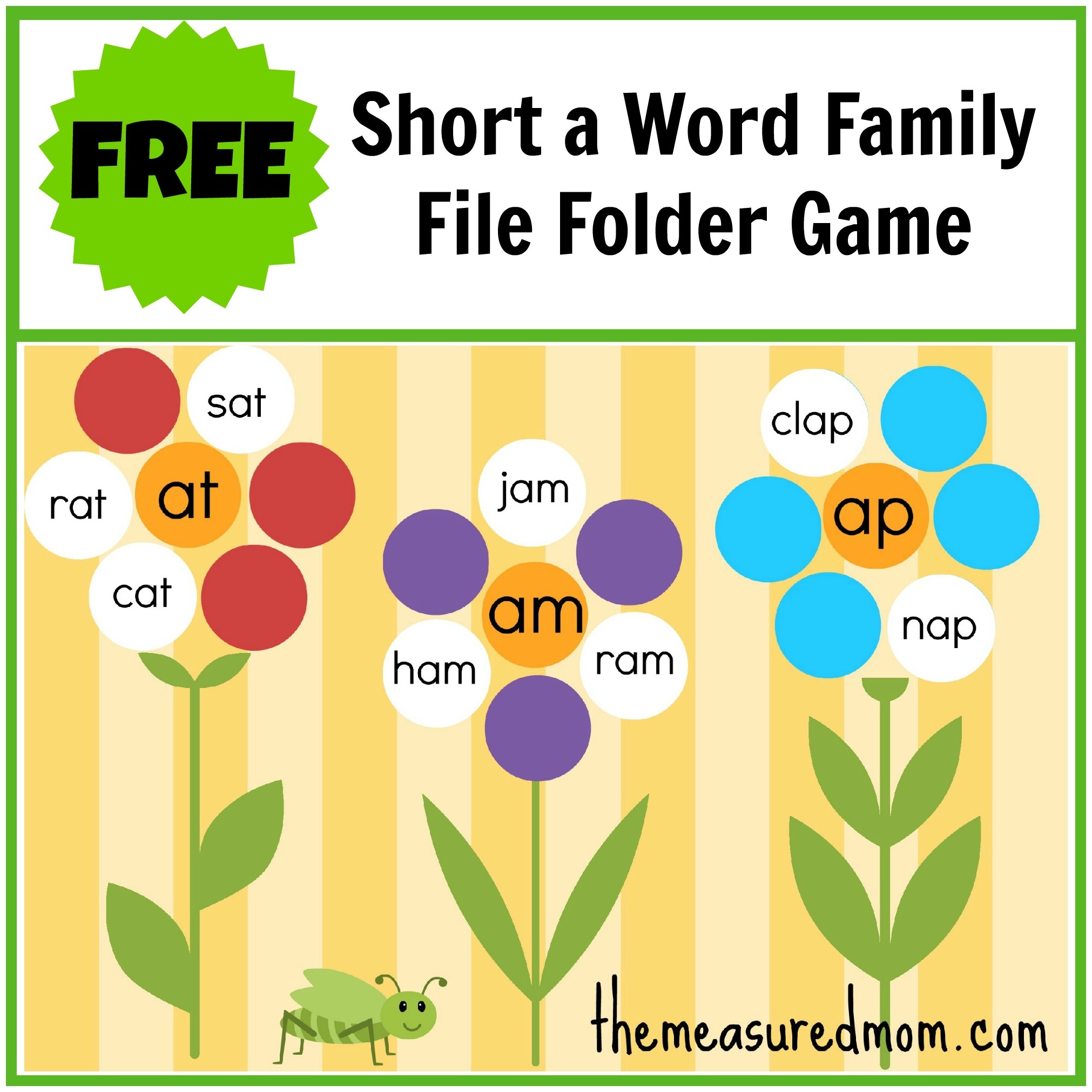 Free Word Family File Folder Game: Short A - The Measured Mom - Free Printable Folder Games