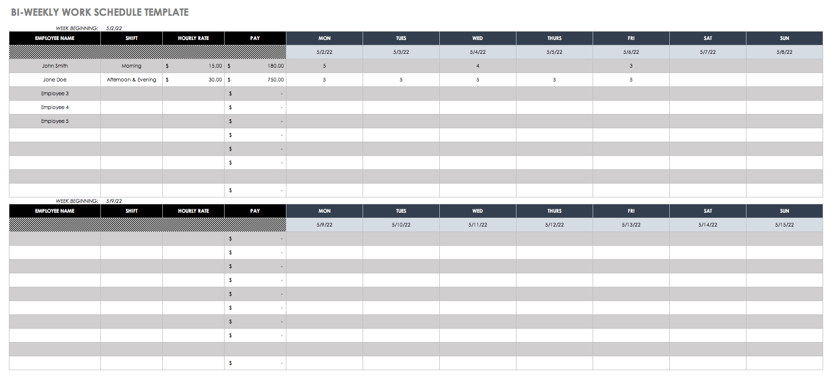 Free Work Schedule Templates For Word And Excel - Free Printable Monthly Work Schedule Template