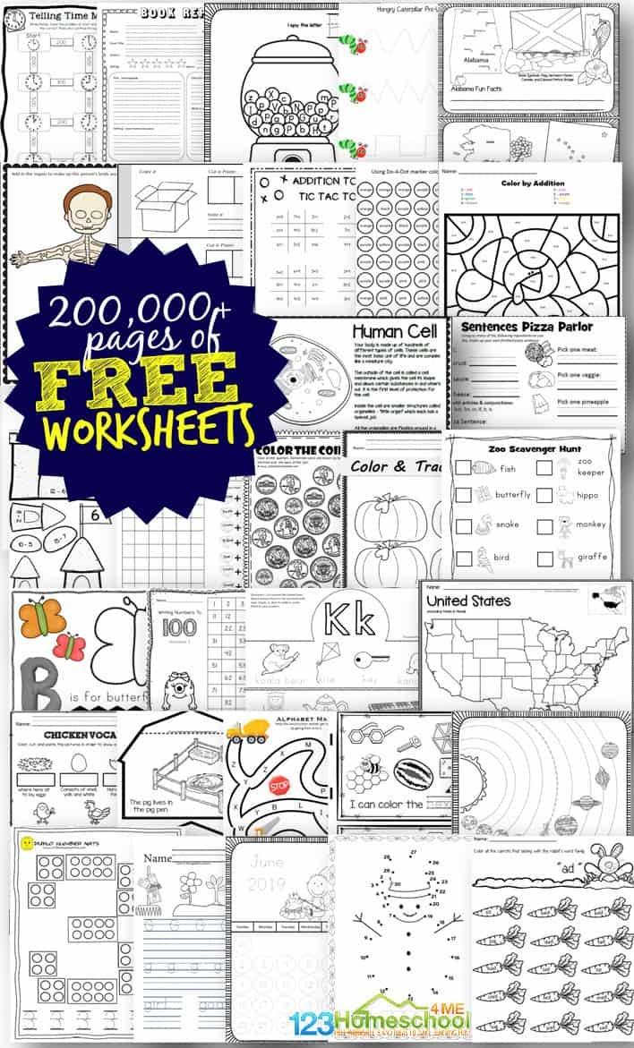 Free Worksheets - 200,000+ For Prek-6Th | 123 Homeschool 4 Me - Www Free Printable Worksheets