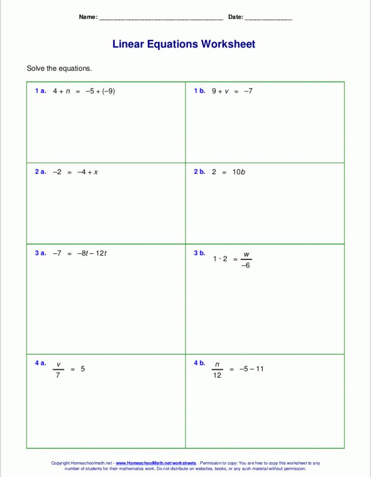 Free Printable Algebra Worksheets With Answers