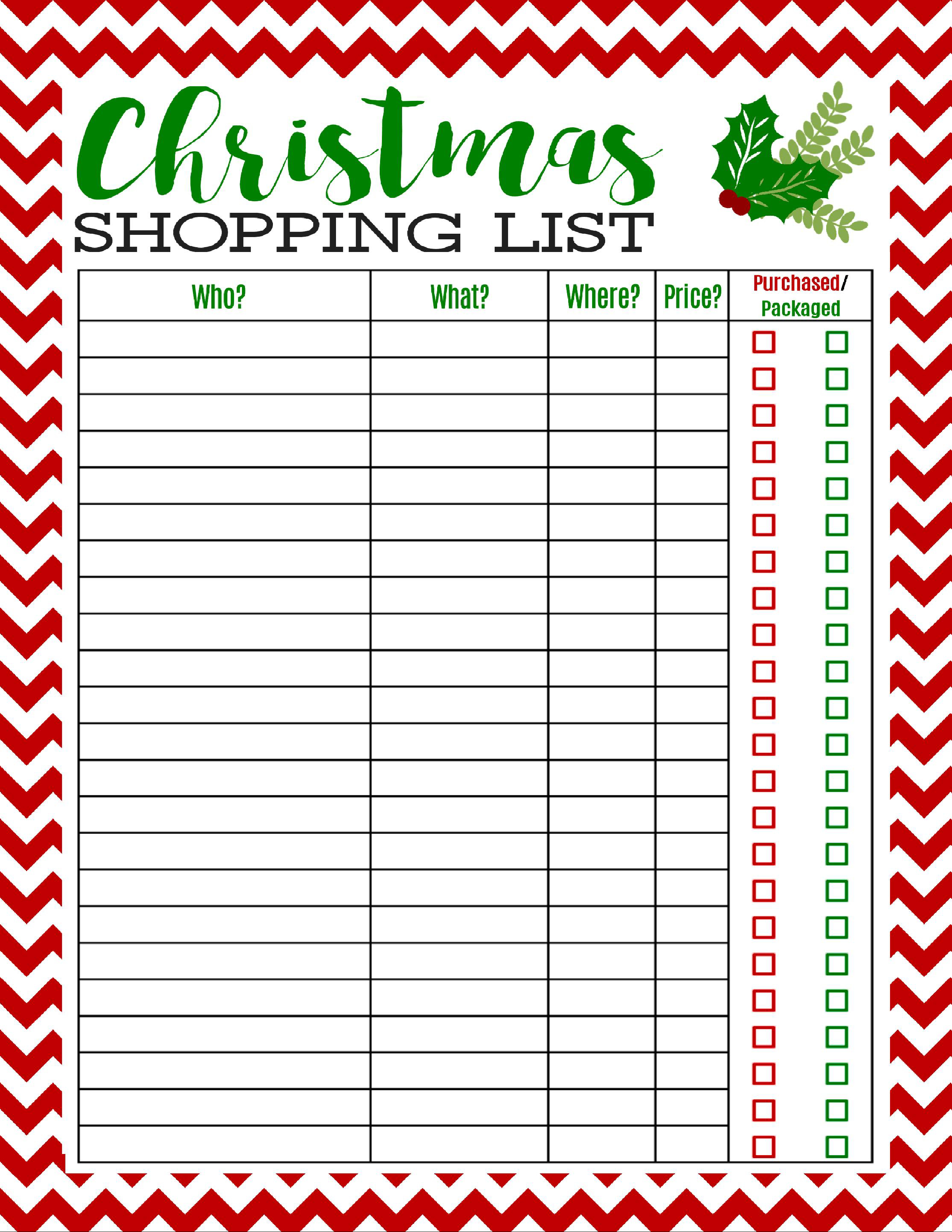 Freebie Printable Christmas Shopping List | Best Of Pinterest - Free Printable Christmas Card List Template