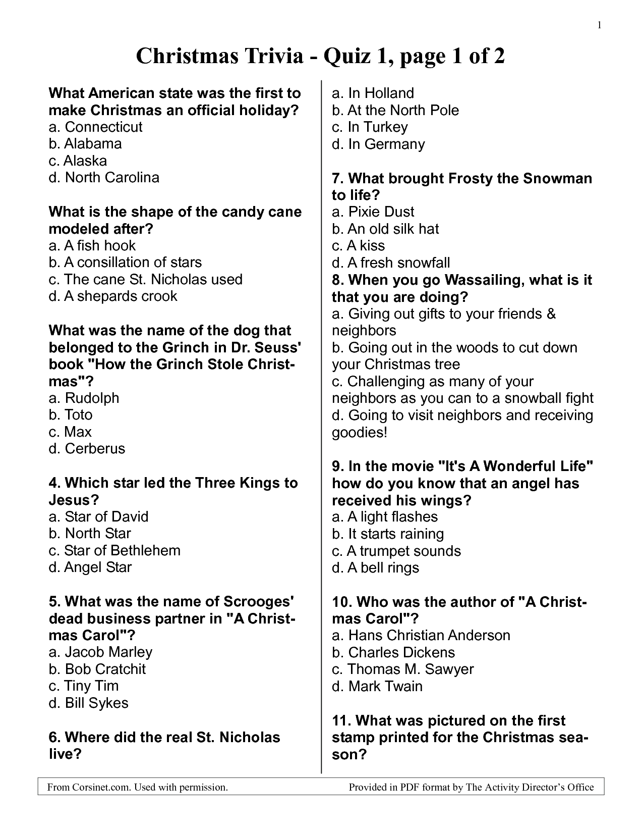 Free+Printable+Christmas+Trivia+Questions+And+Answers | Christmas - Quiz Generator Free Printable