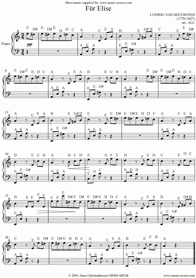 Fur Elise Piano Sheet Music Fur Elise For Easy Piano Is A meet The 