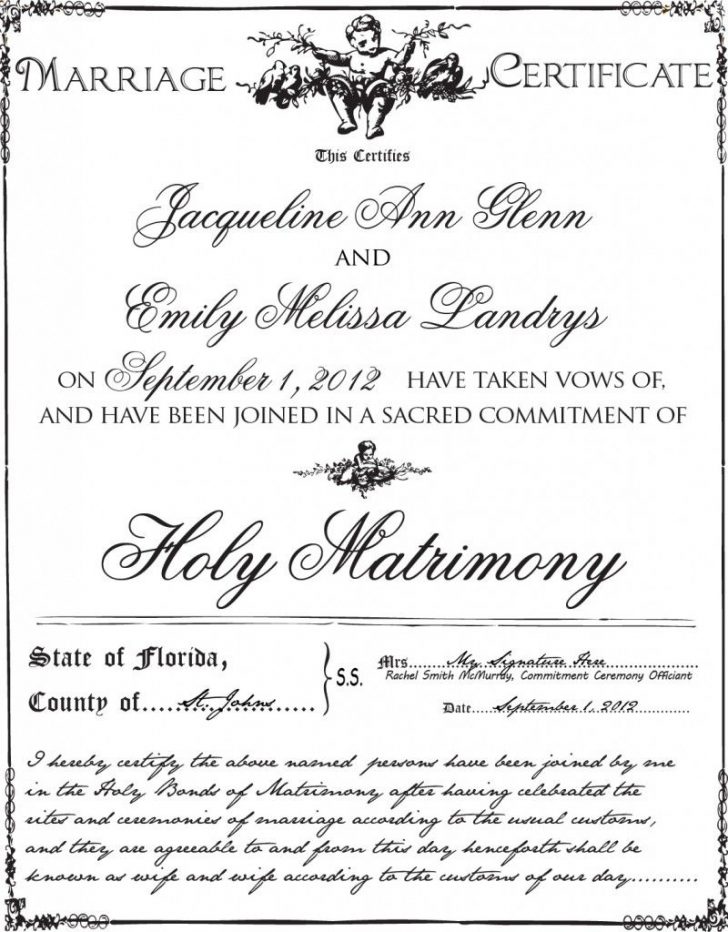 Free Printable Keepsake Marriage Certificates