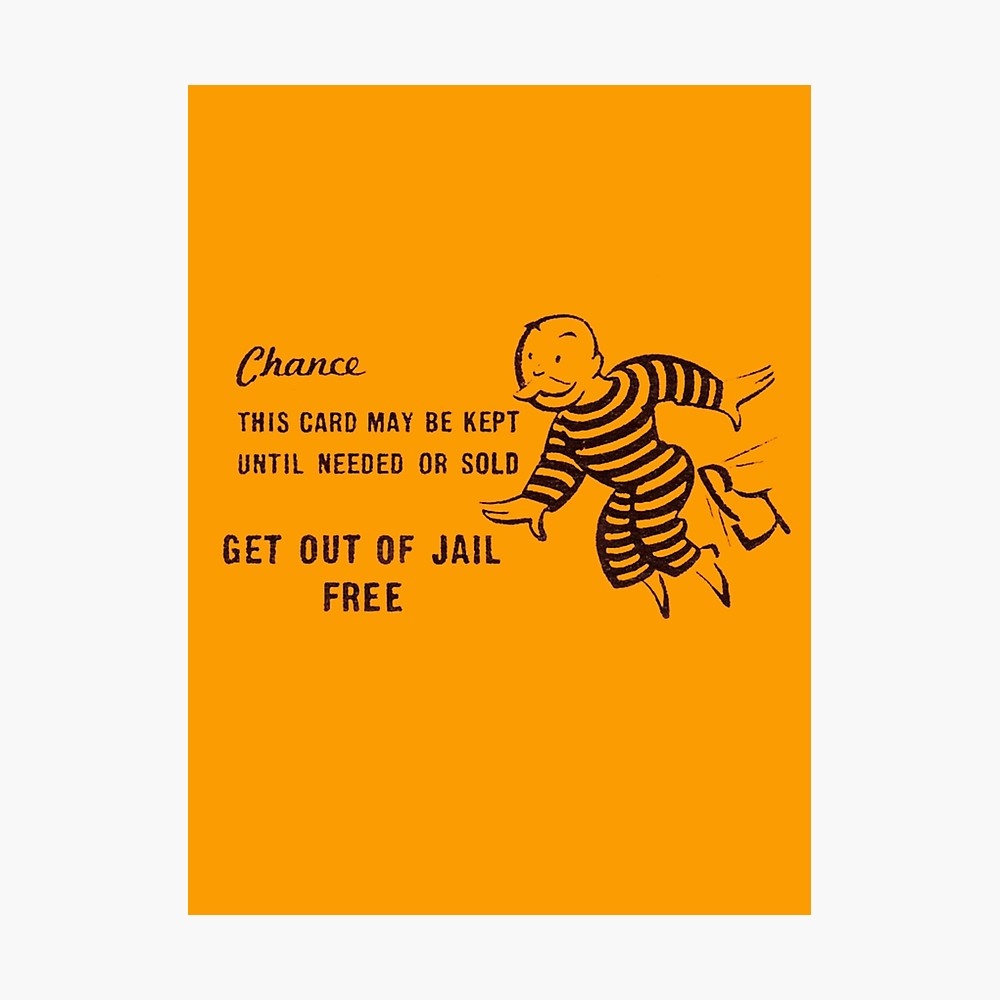 Get Out Of Jail Free&quot; Photographic Printdiabolical | Redbubble - Get Out Of Jail Free Card Printable