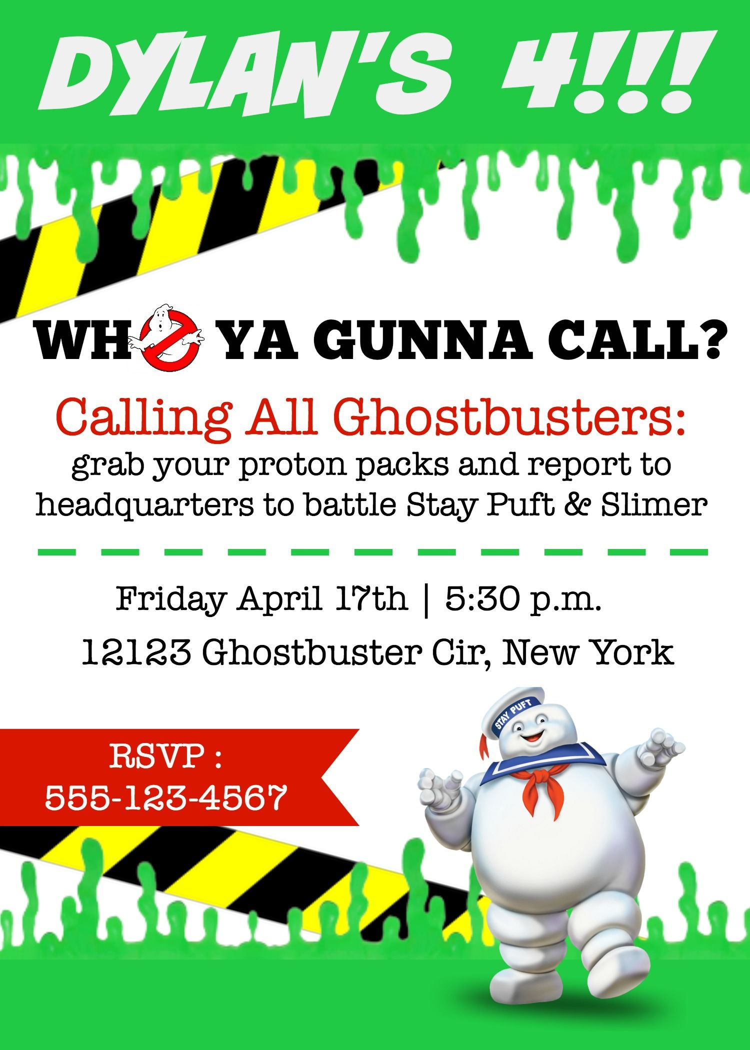 Ghostbusters Free Invite | Kailons 4Th Birthday | Ghostbusters - Ghostbusters Free Printables