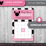 Girl Baby Shower Games Minnie Mouse Bingo Card Printable Baby | Etsy   Free Printable Mickey Mouse Baby Shower Games