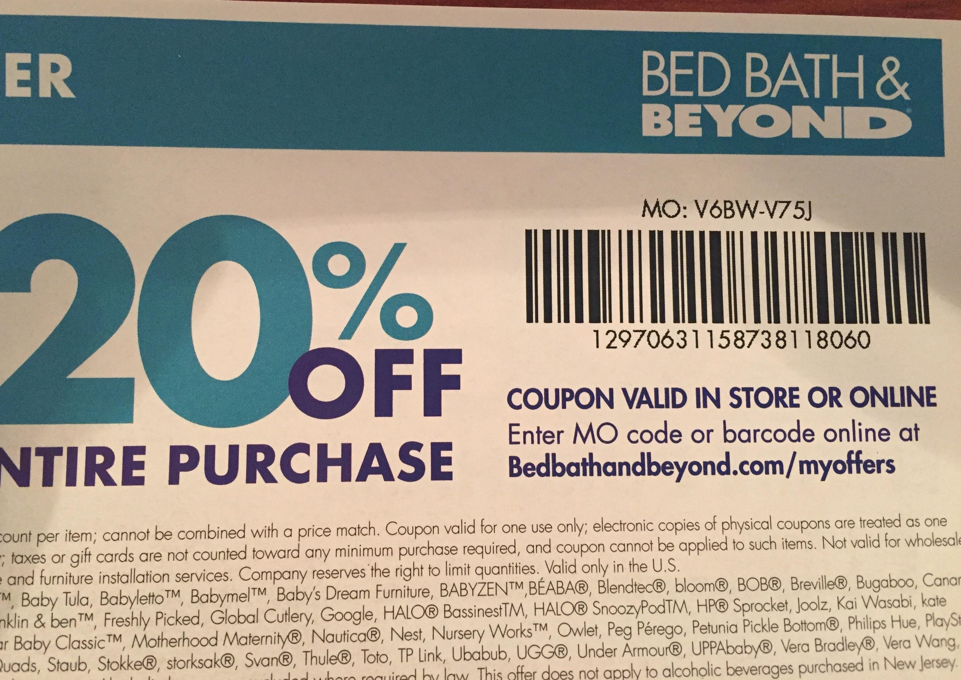 bed bath beyond coupon code 2016