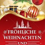 Golden Red Greeting Card For Winter Season With Text In German   Free Printable German Christmas Cards